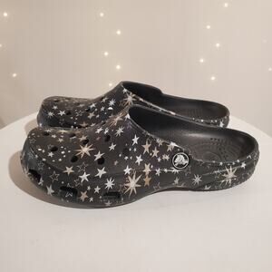 Crocs Freesail Stars Gold Silver Slip-On Mules Clog Sandals Womens 5 Celestial